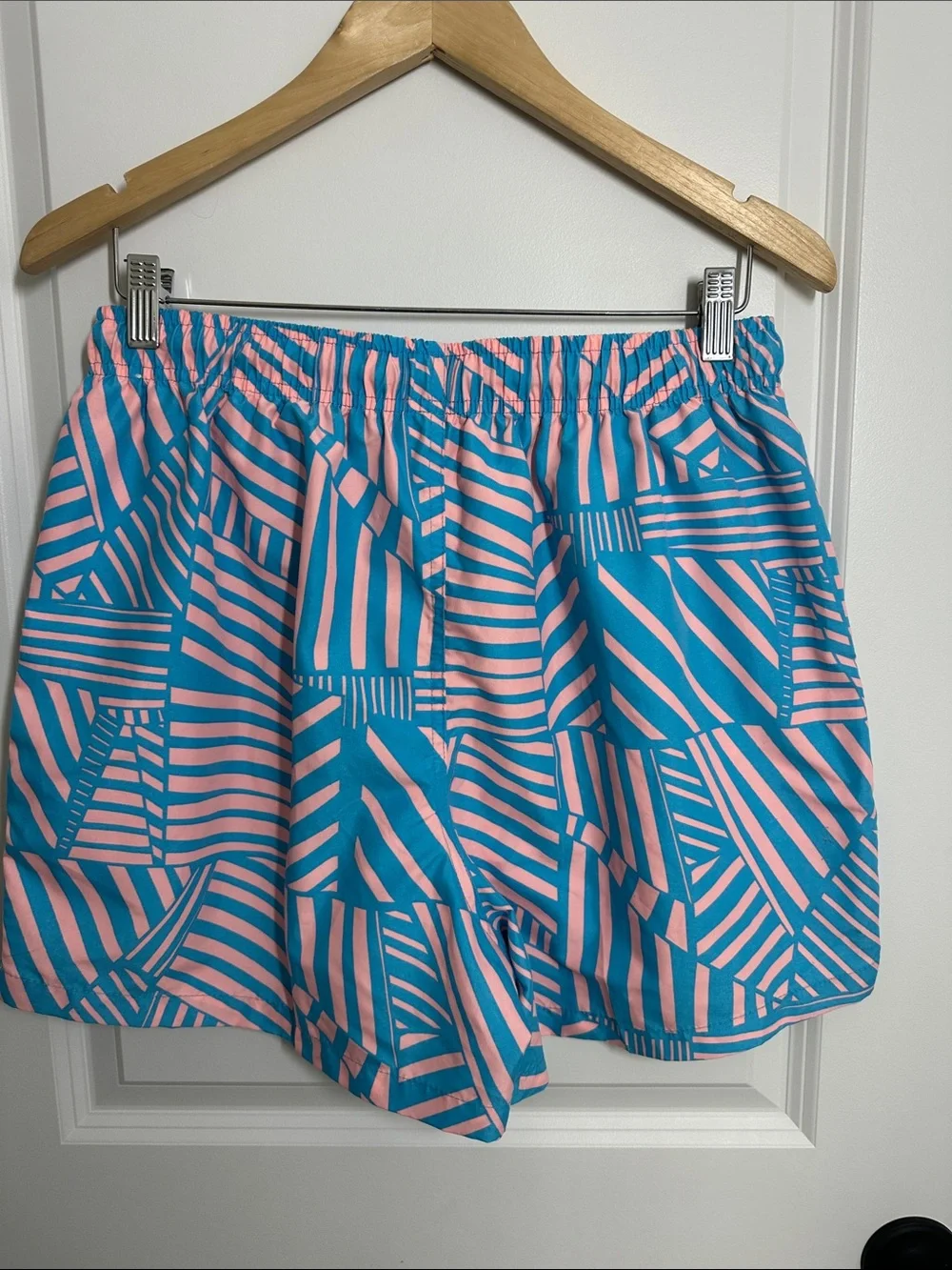 Panama Jack Men’s Geometric Swim Trunks Pink/Turquoise XL